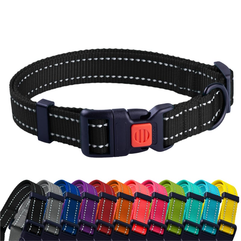 CollarDirect Reflective Dog Collar for a Small, Medium, Large Dog or Puppy with a Quick Release Buckle - Boy and Girl - Nylon Suitable for Swimming (12-16 Inch, Lime Green) - Image 1
